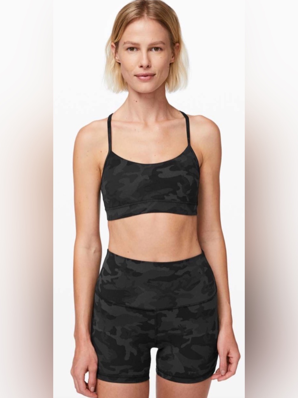 Lululemon Flow Y Sports Bra Nulu Incognito Camo Multi Grey Size 6